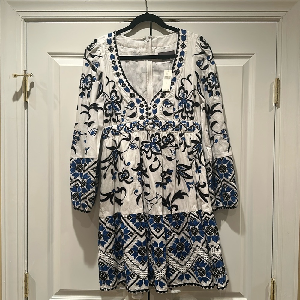 NWT Anthropologie Sweetheart Embroidered Mini Dress